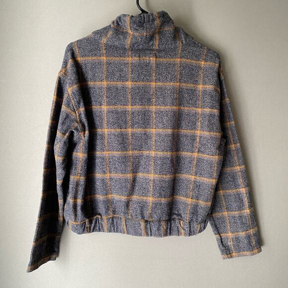 Forever 21 sz S gray gold‎ plaid cowl neck cropped jacket - Picture 7 of 9
